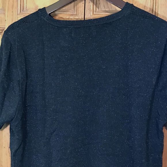 Alfred Dunner Women's Large Black Knit Sweater Short Sleeve Pullover Sparkly Top - Picture 5 of 6